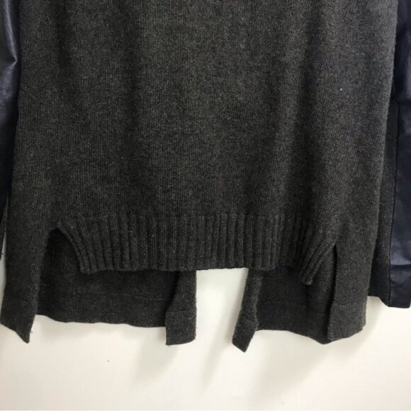 Danier Open Front Cardigan Sweater Leather Sleeves Slits Cashmere Wool Blend Top - Picture 4 of 13